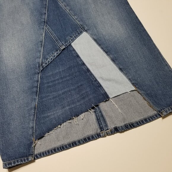 NWT Frame Denim Le Midi Patchwork Denim Midi Skirt Cahill Size 25, 26 $275 - Picture 13 of 16